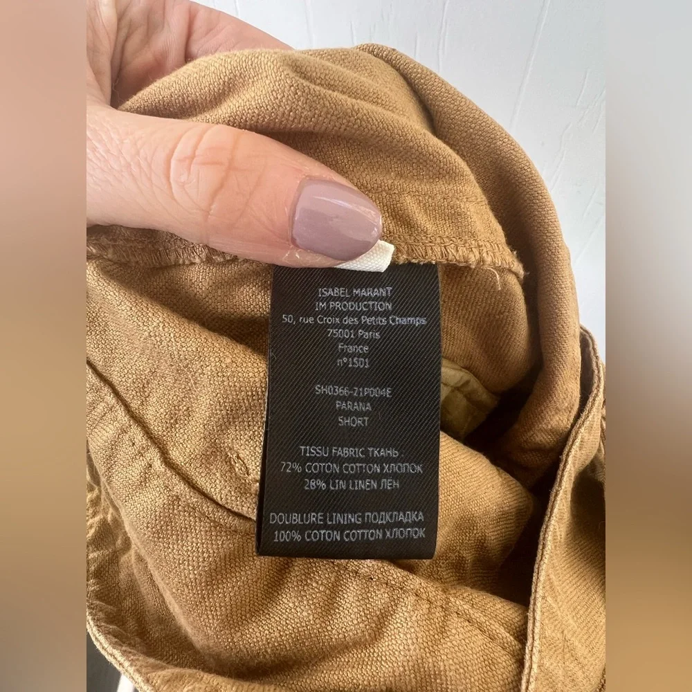 Isabel Marant Parana Paperbag-Waist Cotton Linen-Blend Shorts (size 36/4) - Picture 14 of 16